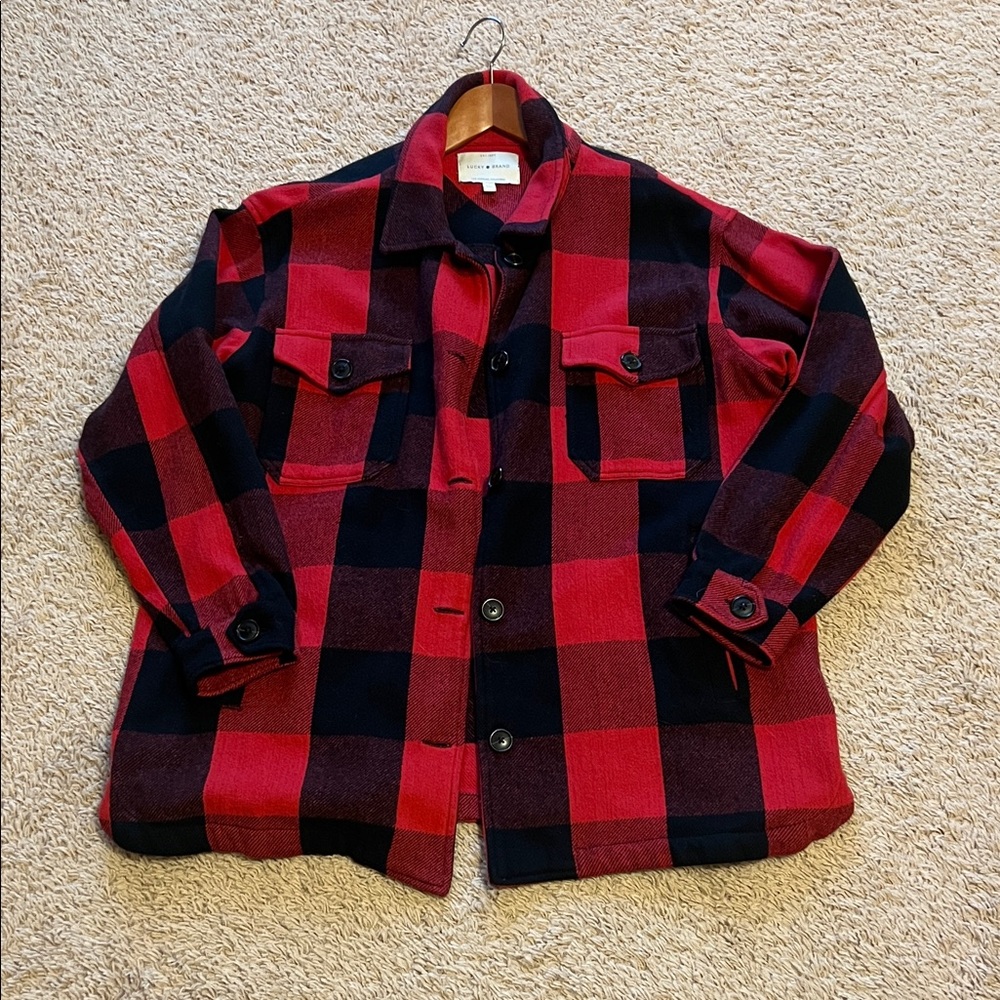 Lucky Brand Red and Black Checkered Jacket